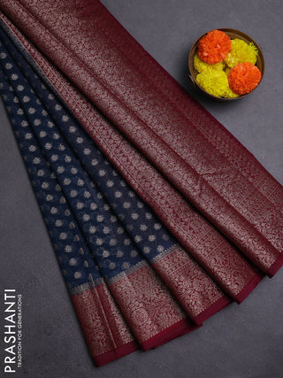 Peacock Green & Wine Semi Chiniya Silk Saree