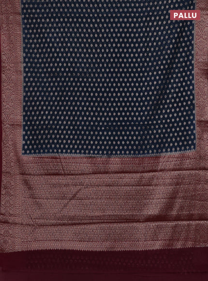 Peacock Green & Wine Semi Chiniya Silk Saree