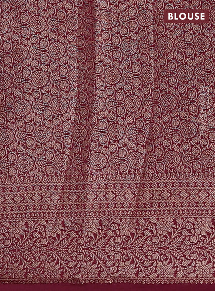 Peacock Green & Wine Semi Chiniya Silk Saree
