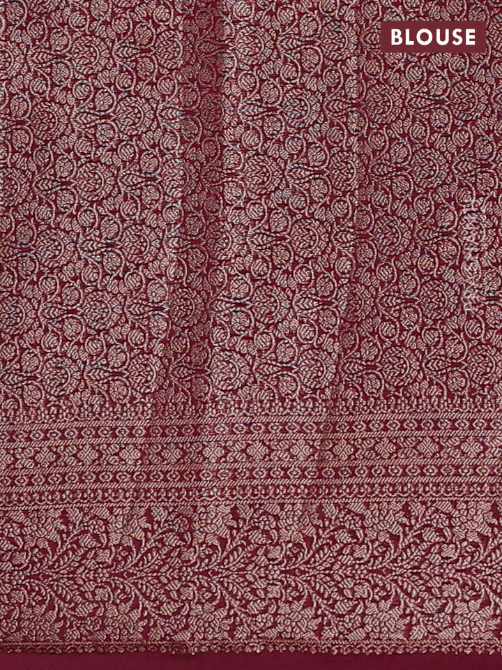 Peacock Green & Wine Semi Chiniya Silk Saree