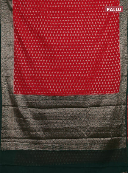 Red & Green Semi Chiniya Silk Saree