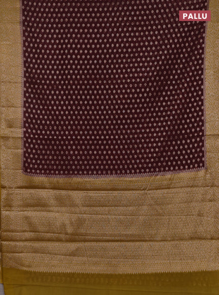 Coffee Brown & Mustard Green Semi Chiniya Silk Saree