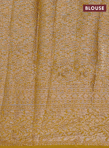 Coffee Brown & Mustard Green Semi Chiniya Silk Saree