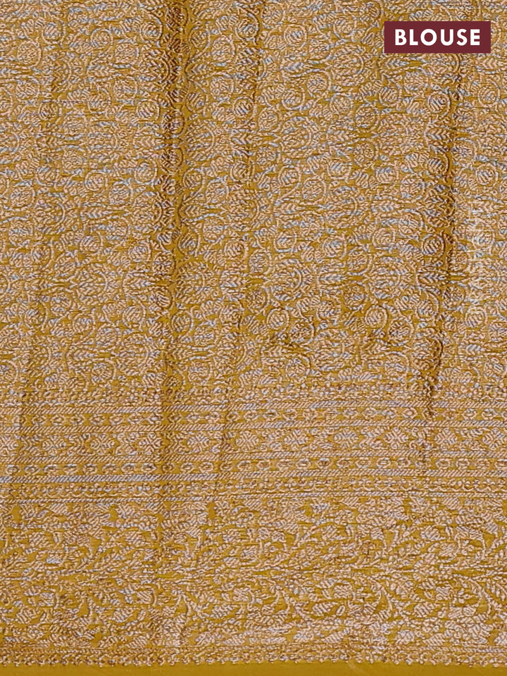 Coffee Brown & Mustard Green Semi Chiniya Silk Saree