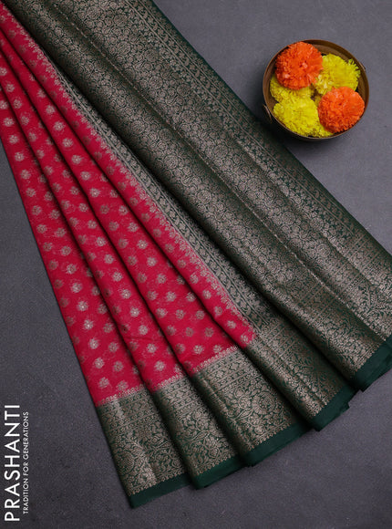 Pink & Green Semi Chiniya Silk Saree