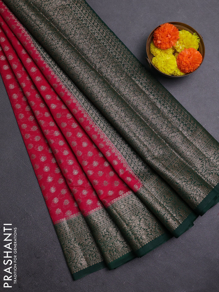 Pink & Green Semi Chiniya Silk Saree