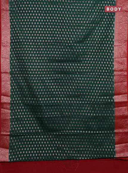 Green & Red Semi Chiniya Silk Saree