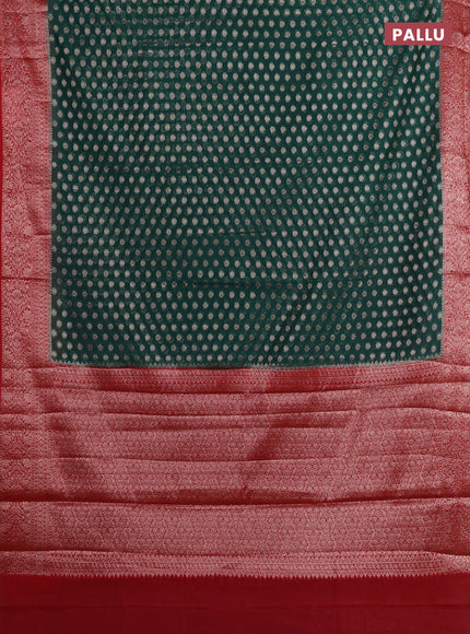 Green & Red Semi Chiniya Silk Saree
