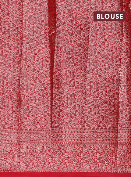 Green & Red Semi Chiniya Silk Saree