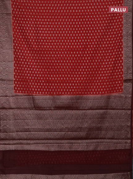 Rustic Orange & Maroon Semi Chiniya Silk Saree