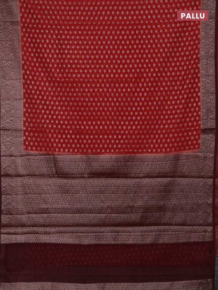 Rustic Orange & Maroon Semi Chiniya Silk Saree