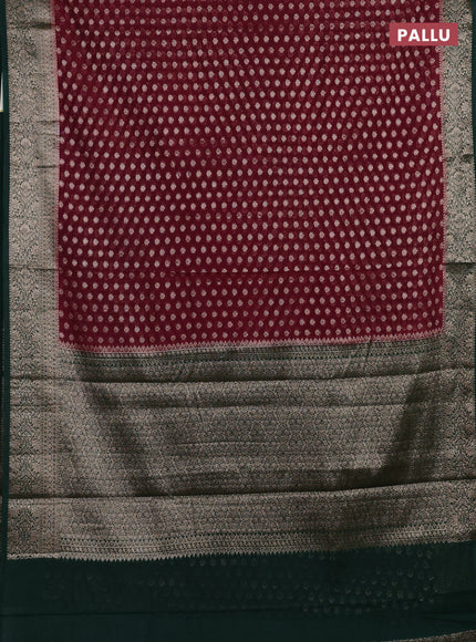 Wine & Bottle Green Semi Chiniya Silk Saree