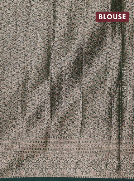 Wine & Bottle Green Semi Chiniya Silk Saree