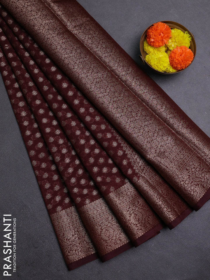 Coffee Brown Semi Chiniya Silk Saree
