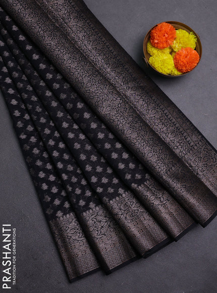 Black Semi Chiniya Silk Saree