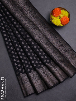 Black Semi Chiniya Silk Saree