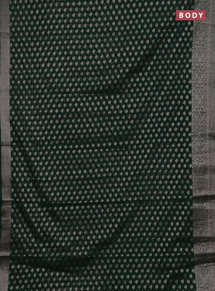 Bottle Green Semi Chiniya Silk Saree