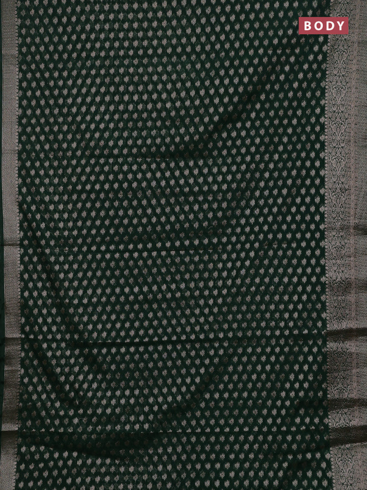 Bottle Green Semi Chiniya Silk Saree