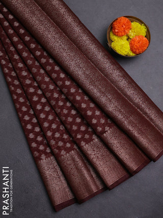 Coffee Brown Semi Chiniya Silk Saree
