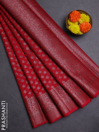 Red Semi Chiniya Silk Saree