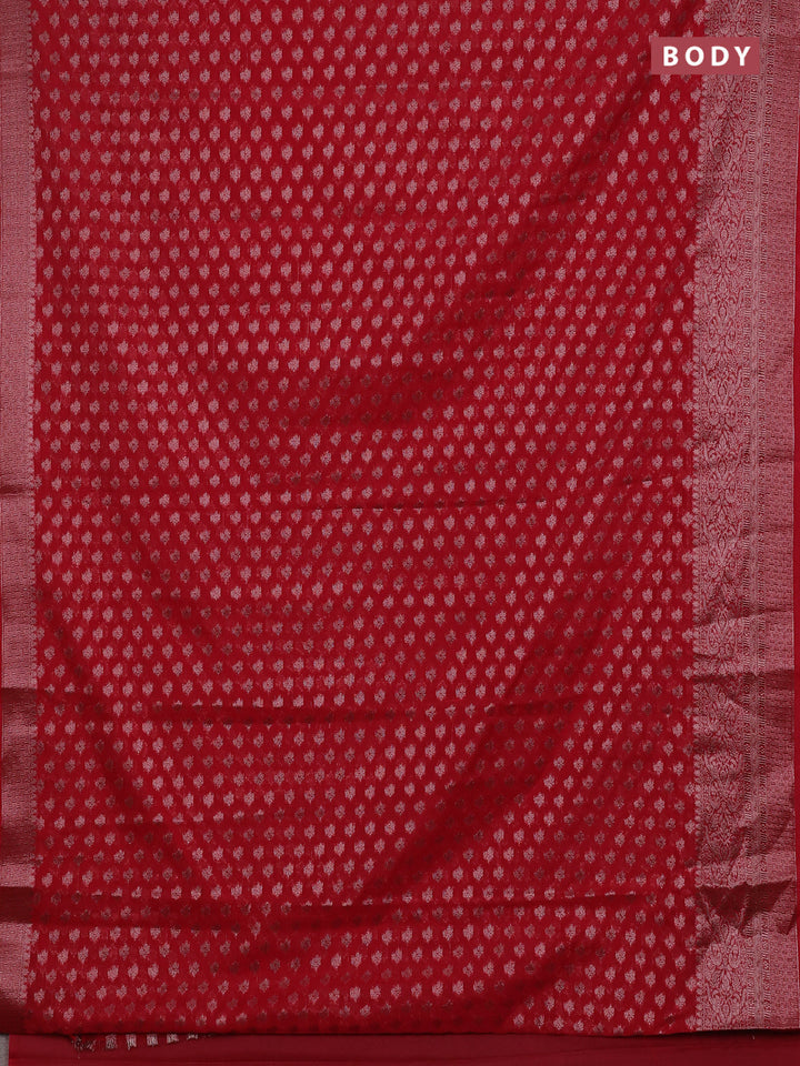 Red Semi Chiniya Silk Saree