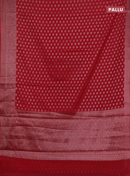 Red Semi Chiniya Silk Saree