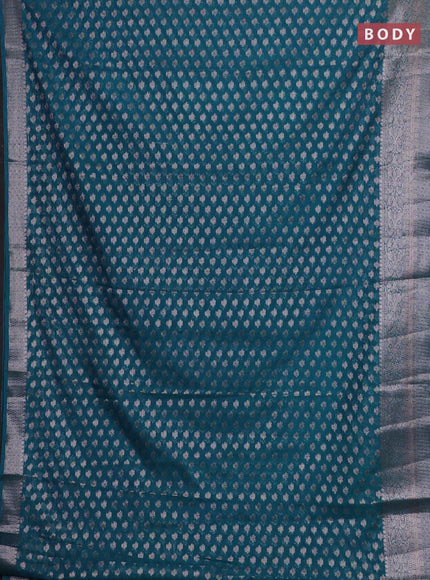 Peacock Blue Semi Chiniya Silk Saree