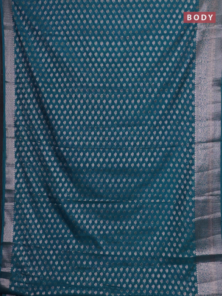 Peacock Blue Semi Chiniya Silk Saree