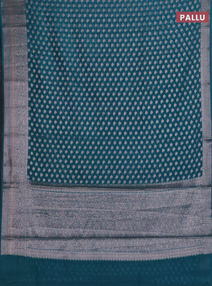 Peacock Blue Semi Chiniya Silk Saree