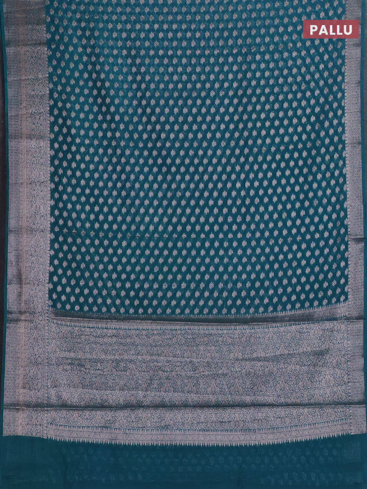 Peacock Blue Semi Chiniya Silk Saree