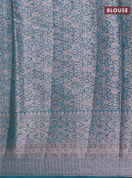 Peacock Blue Semi Chiniya Silk Saree