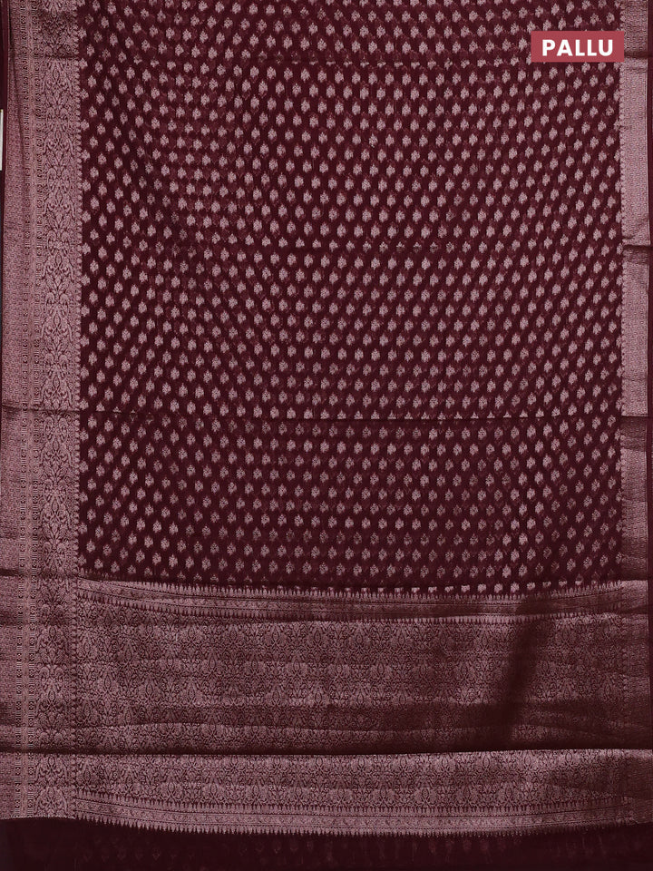 Wine Semi Chiniya Silk Saree