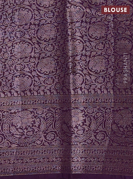 Mustard Yellow & Violet Semi Chiniya Silk Saree