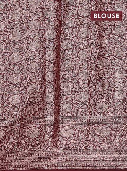 Mustard Green & Maroon Semi Chiniya Silk Saree