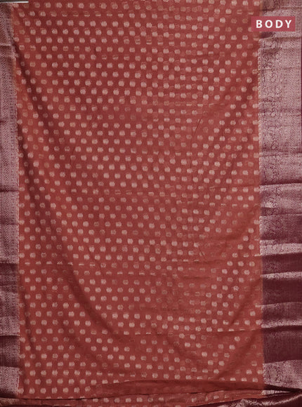 Pastel Brown & Wine Semi Chiniya Silk Saree