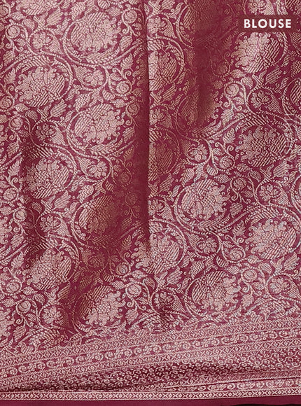 Pastel Brown & Wine Semi Chiniya Silk Saree
