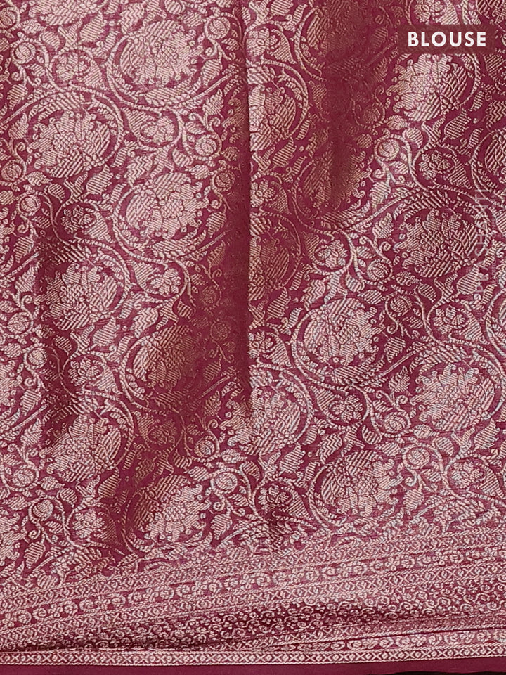 Pastel Brown & Wine Semi Chiniya Silk Saree