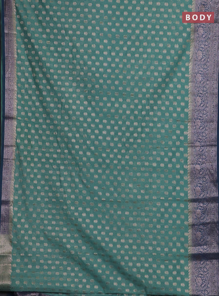 Pastel Green & Peacock Blue Semi Chiniya Silk Saree