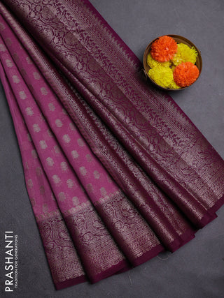 Wine Semi Chiniya Silk Saree