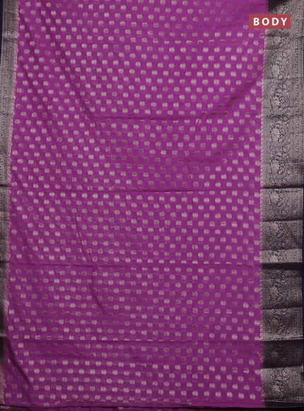 Lavender & Navy Blue Semi Chiniya Silk Saree