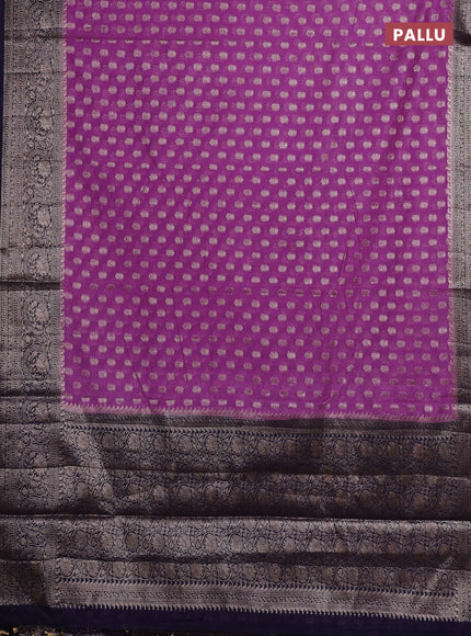 Lavender & Navy Blue Semi Chiniya Silk Saree