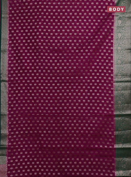 Wine & Bottle Green Semi Chiniya Silk Saree