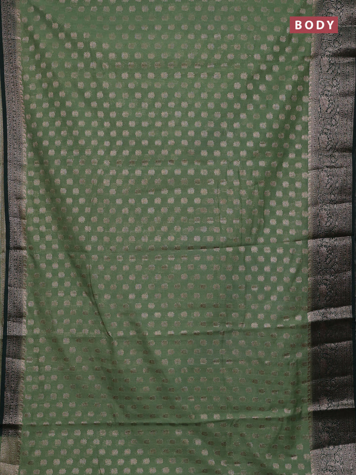 Pastel Green & Bottle Green Semi Chiniya Silk Saree