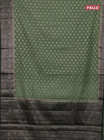 Pastel Green & Bottle Green Semi Chiniya Silk Saree