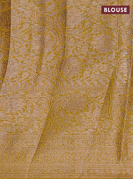 Coffee Brown & Mustard Green Semi Chiniya Silk Saree