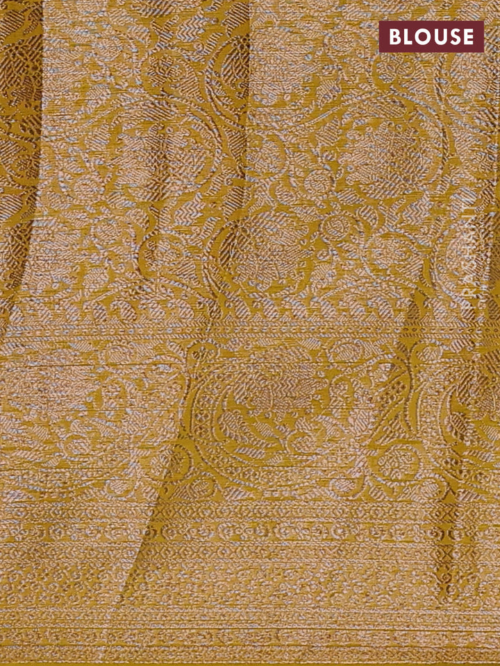 Coffee Brown & Mustard Green Semi Chiniya Silk Saree