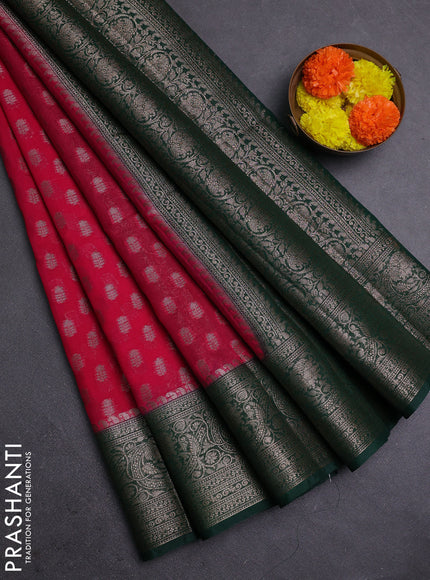 Pink & Green Semi Chiniya Silk Saree