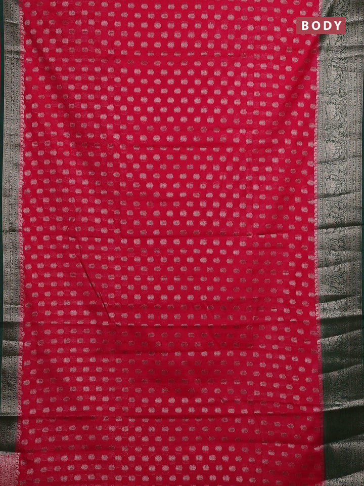 Pink & Green Semi Chiniya Silk Saree