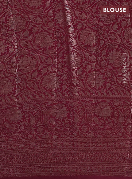 Peacock Blue & Wine Semi Chiniya Silk Saree