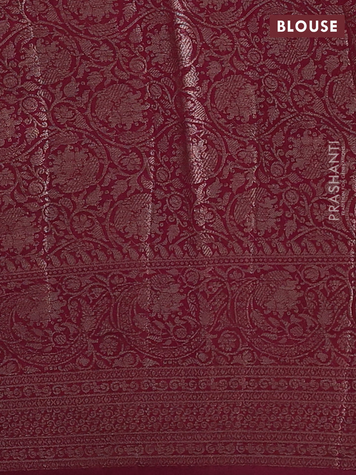 Peacock Blue & Wine Semi Chiniya Silk Saree
